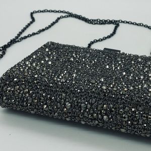Black Sparkling Rhinestone Mini Purse Chic INC Clutch with Optional Chain Strap